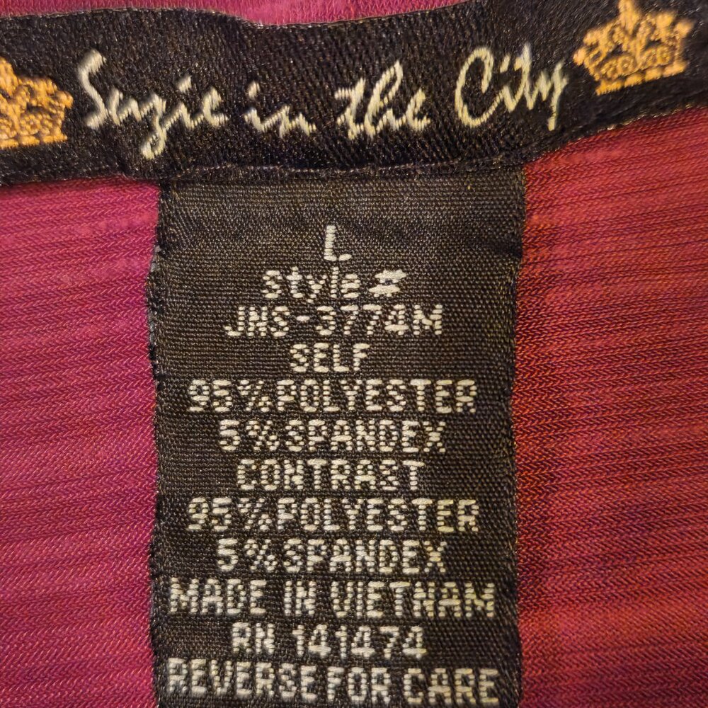 ❤️ 4/$20 Suzie in the City tank top Women's large Purple black V-neck front zip - Picture 12 of 13